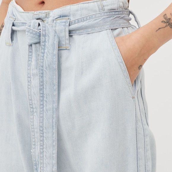 New Ralph Lauren High Rise Tapered Blue Tie Belt Ankle Cotton Denim Jeans Pants - Picture 5 of 16